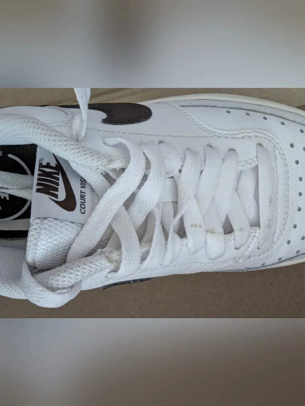 Nike Court Vision Alta White Baroque Brown Sz 7.5 Women's